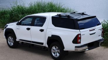 Hardtop mit elektrisch angesteuerten aufklappbaren Seitenscheiben, kabinenhoch, zweifarbig lackiert für Toyota Hilux Doppelkabiner, Modell 2021